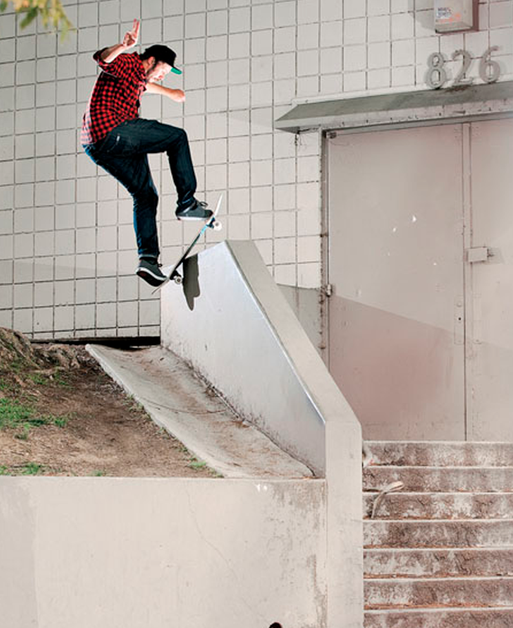skater in a red shirt